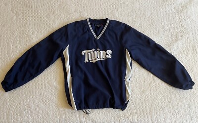 Vintage Baseball Wind Shirt Jacket Small Windbreaker Blue Twins Pullover-image