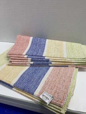 Placemats Multicolor Pastels Horizontal Stripes Pier 1 Imports Set Of 11 Cotton-image