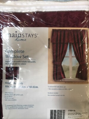 mainstays Home Complete Window Set 80” X 63“ Burgundy (8D)-image
