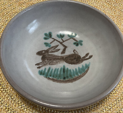 Edgar Littlefield Kilns Pottery Grey W Bunny 5  x 2” Rare Signed Imperfections-image