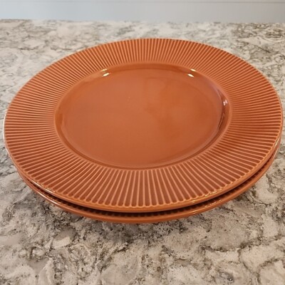 Pier 1 Imports Orange Ribbed Radius Dinner Plates 11