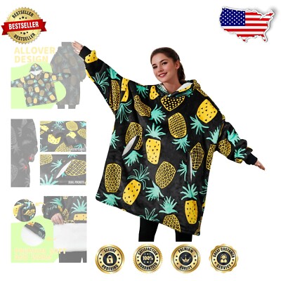 Oversized Pineapple Blanket Hoodie for Ultimate Cozy Comfort - One Size Fits All-image