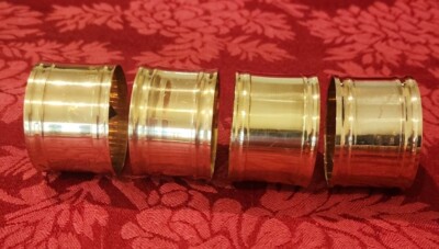Import House NAPKIN RINGS Solid Brass Set of 4 Round Metal Made in India -image