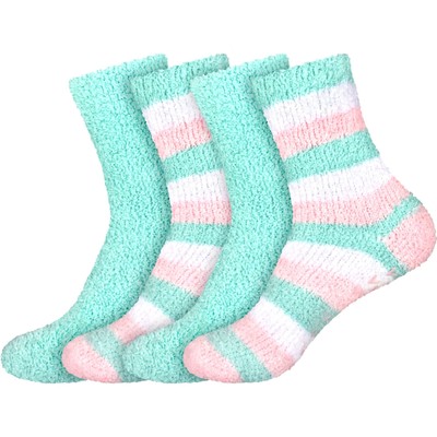 Super Soft Warm Cozy Fuzzy Cozy Home Socks - Aquamarine Combo - 4prs-image