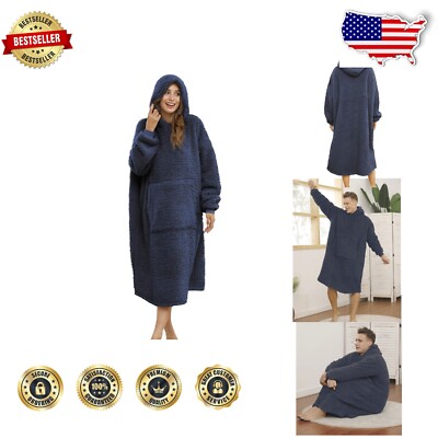 Cozy & Practical Over-Knee Sherpa Hoodie Blanket - Stylish Comfort for All-image