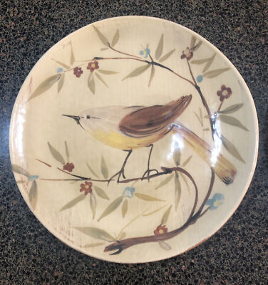 Set Of 4 - Pier 1 Imports Dessert Plates Italy Earthenware Hand painted Birds-image