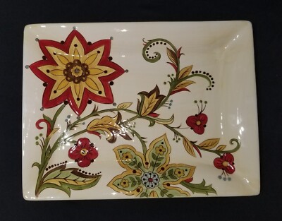 Pier 1 Imports Carynthum 16 Inch Rectangular Serving Platter/Tray Florals EUC-image