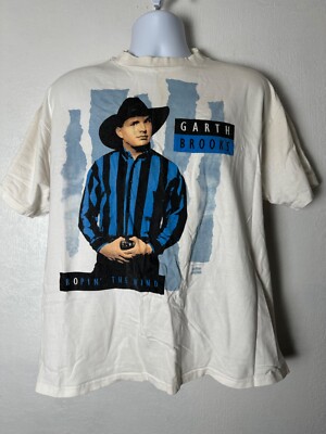 Vintage 1991 Single Stitch Ropin' the wind Garth Brooks T-Shirt Size Large-image