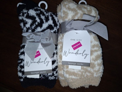 Wonderly Women's Furry Lounge Socks 2 Pairs NEW-image