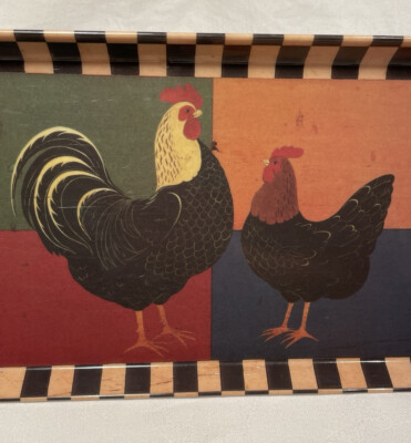 Warren Kimble Melamine Rooster Game Chicken tray Design Imports Made in Italy-image