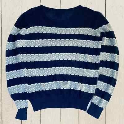 Forever 21 SMALL Long Sleeve Navy & Cream Sweater-image