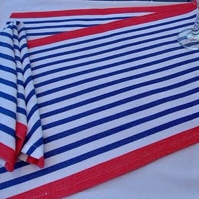 Set of Nautical Stripes Cloth Placemats and Napkins, 100% Woven India Cotton-image