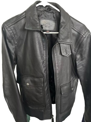COACH Men’s XS Black Goat Leather Moto Jacket-image