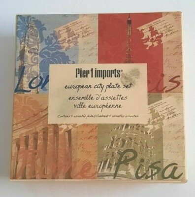 Pier 1 Imports European City Plate Set Original Box Square Plates Pre-owned -image
