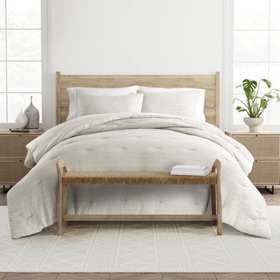 Waffle Textured 3 Piece All Season Down-Alternative King Comforter Set in Dune-image