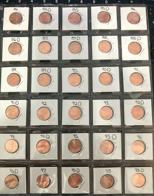Complete Red choice/gem BU Memorial cent set 1984-1998 30 coins!-image