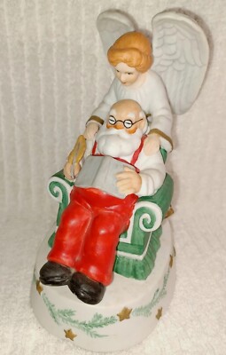 San Francisco Music Box Santa Angel The First Noel Porcelain Wind up Vintage '92-image