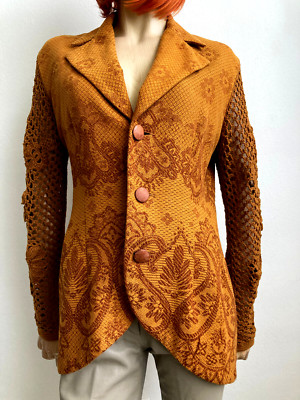 VTG Vivienne Tam for East Wind Code Orange Slim Jacket Knit Long Sleeve Size M-image