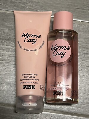 Victoria's Secret Pink Warm & Cozy Fragrance Mist 8.4 oz & Body Lotion New Set-image