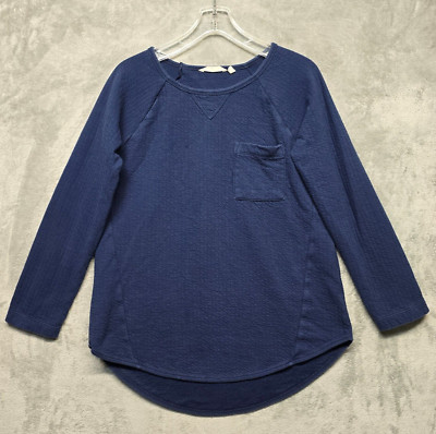Soft Surroundings Top Womens Small Blue Terry Tunic Cozy Casual Relaxed Weekend-image