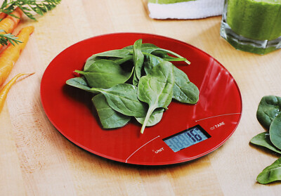 Mainstays Digital Glass Scale 11lb Capacity Red NEW-image