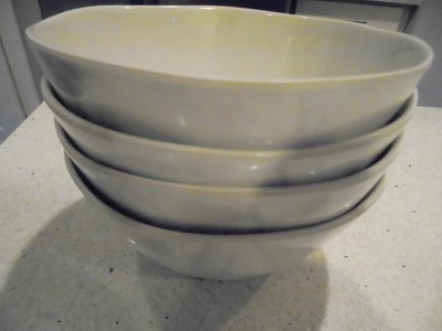 4 Pier 1 Imports white/gray melamine bowls perfect condition perfect condition!-image