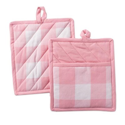 Design Imports CAMZ10537 Pink Buffalo Check Potholder - Set of 2-image