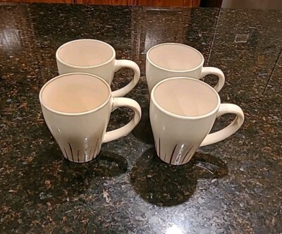 SET (4) Pier 1 Imports SANCTUARY 13 oz Heavy Stoneware Coffee Mugs-image