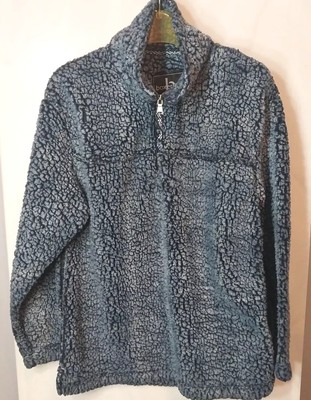Women's Sherpa 1/4 Zip Pullover Sweater M Blue Cozy Fuzzy Oversized Warm Soft -image