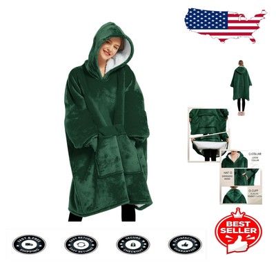 Eco-Friendly  Plush Wearable Hoodie Blanket for Adults - Machine Washable-image