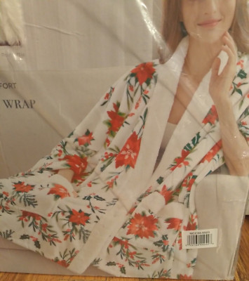 Cozy Plush Wrap Premier Comfort Poinsette 50in x 70in Red Flower Floral Green-image