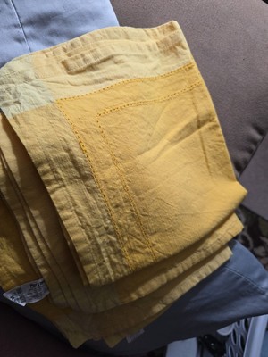 3 Pier 1 Import  Hemstitch Yellow Napkins. Set/3-image