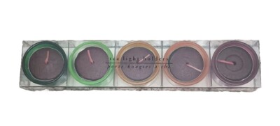 Set of 5 Pier 1 Imports Glass Tea Light Holders Multicolored NIB-image