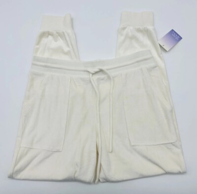 Stars Above Womens Size Medium Cozy Fleece Lounge Jogger Pants Off White B103-image