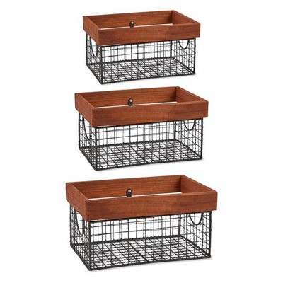 Design Imports Z02429 Asst Bronze Farmhouse Basket - Set of 3-image