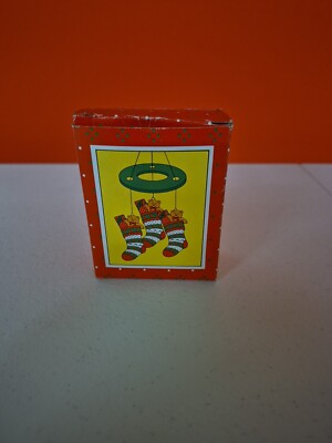 RUSS Miniature HOLIDAY WIND CHIME Porcelain CHRISTMAS STOCKING Vintage -image