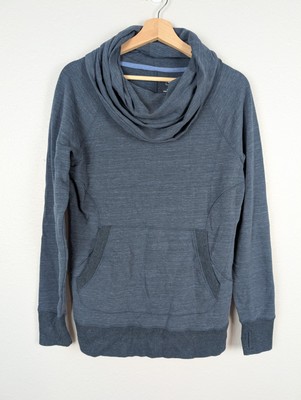 L.L. Bean Size M Cozy Pullover Sweatshirt Blue Cowl Neck Lounge Kangaroo 168-image