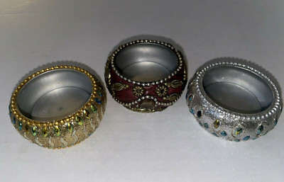 Pier 1 Imports Beaded Jeweled Tealight Candle Holders Set of 3 Styles and Colors-image