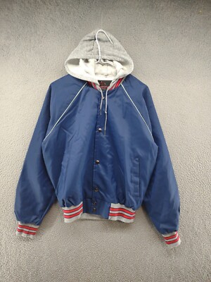 Vintage 90s West Wind Mens Snap Up Satin Bomber Style Hooded Jacket Size S-image