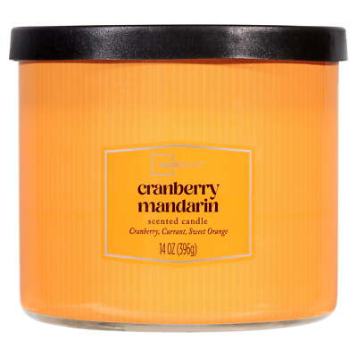 3-Wick Textured Wrapped Cranberry Mandarin Scented Candle, 14 oz-image