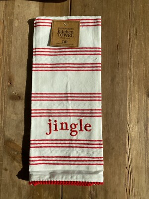 Brand new 100% cotton embroidered Jingle dish towel 18