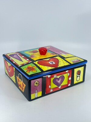 Naylor Designs Handpainted Henricksen Import Trinket Candy Box Trinket Box Heart-image
