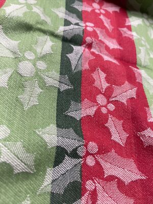 Design Imports DII Kitchen Christmas Boughs of Holly Dishtowel Red Green Stripe-image