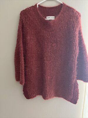Knox Rose Oversized Womens Size Small Sweater Slit Embroidered Sides Soft Cozy-image