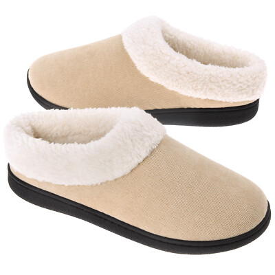 VONMAY Womens Warm Scuff Slippers Memory Foam Comfy Faux Fur Bedroom House Shoes-image