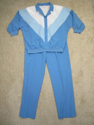 Vintage Track Suit Women Extra Large Blue White Wind Retro Colorblock 80s 90s-image