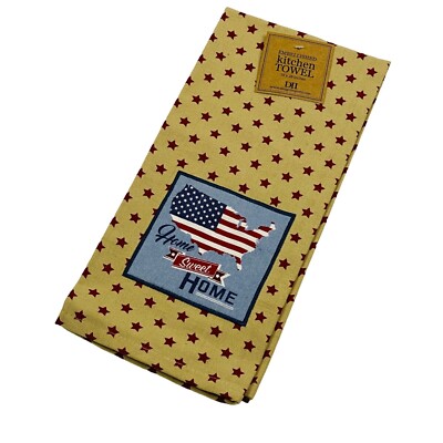 Design Imports Home Sweet Home Patriotic July 4th USA Embellished Kitchen Towel-image