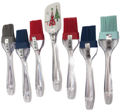 Mainstays Silicone Basting Brushes Spatula Set Of 7  Mint Red Gray Blue White-image