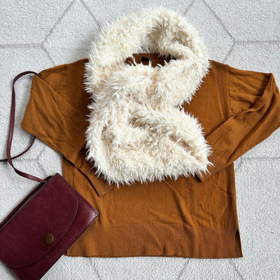 Staring At Stars Cream Sherpa Fuzzy Infinity Scarf Cozy Soft Comfort-image