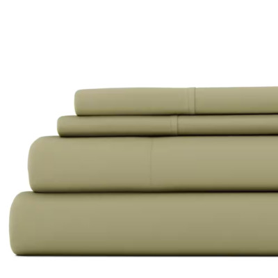 4-Piece Sage Solid Microfiber Queen Sheet Set-image